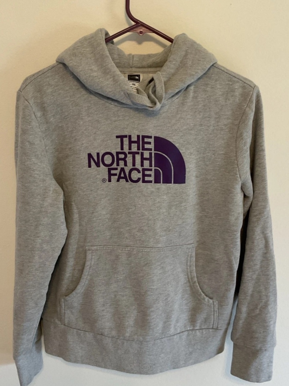 The North Face Gray Cowlneck Sweatshirt with Purple Logo size M